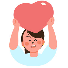 Boy and girl hold up their hearts and love letters to each other on Valentine's Day. SVG