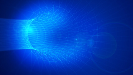 Blue abstract 3d tunnel from a grid	
