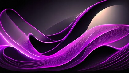 abstract Neon purple Wavy Shape and black Background