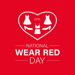 National Wear Red Day celebrated every year on February 2nd. Vector banner, flyer, poster and social medial template design.