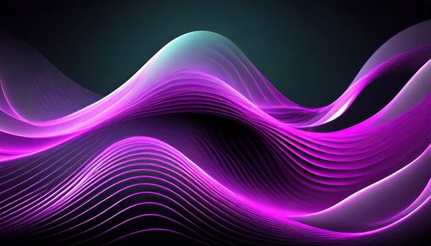 abstract Neon purple Wavy Shape and black Background