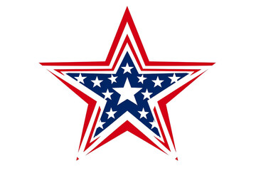 American flag vector clipart set for USA Independence Day. 4 July vector clipart on white background. American Independence Day digital clip art. Stars and stripes American flag decor. Generative Ai