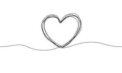 Fototapeta premium Continuous one line heart hand drawn. Vector Illustration.