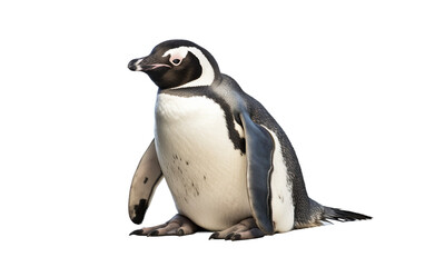 Galapagos Penguin Captured in a Serene Pose Amidst Nature's Beauty Isolated on Transparent Background PNG.