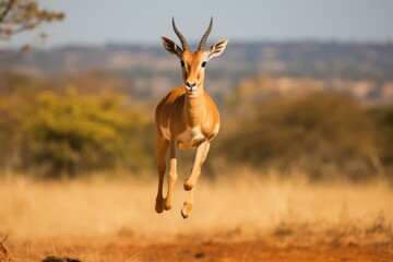 Naklejka premium An Antelope jumping in the air