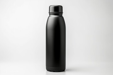 Black thermos bottle isolated on white background