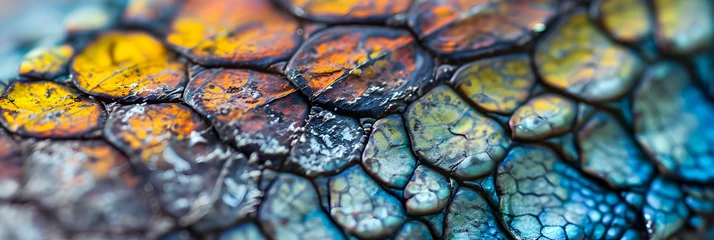 Fotobehang colourful reptile skin texture background © sam