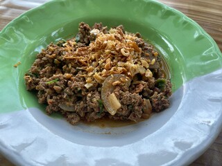 Larb Moo Kua is a local food of the northern region in Thailand.