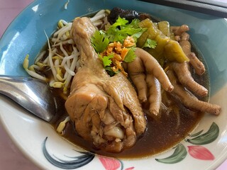 Thai street food Braised chicken noodles