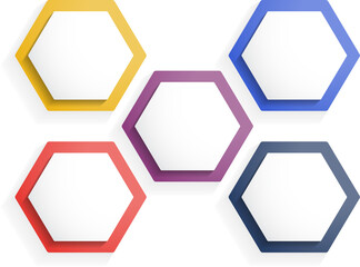 Infographic template with five hexagons