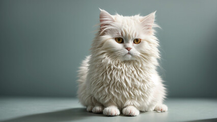 Fototapeta premium the beauty of simplicity by capturing the White Persian Cat in minimalist poses on a solid color background