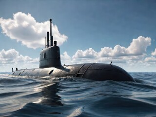 Submarine at the sea. Generative AI