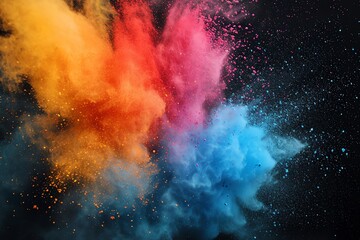 Explosion of colored powder on black background