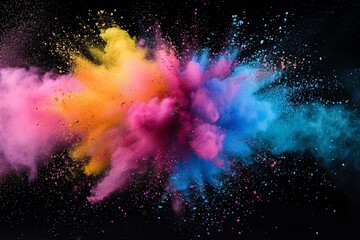 Obraz premium Explosion of colored powder on black background