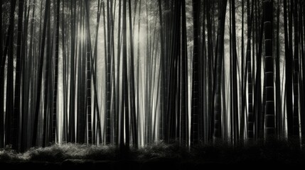 Black and white bamboo forest.. Generative AI