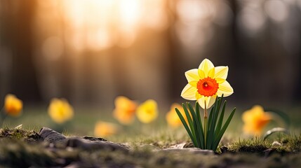 Blooming spring daffodil.. Generative AI