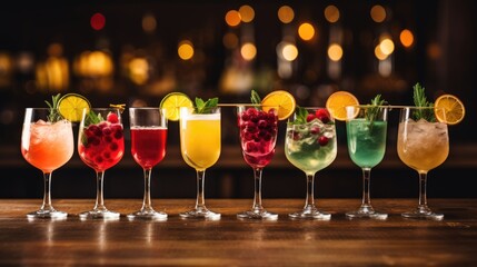 Cocktail line at party. Generative AI