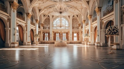 Obraz premium large hall for celebrations Interior of wedding decorations in a luxurious hall