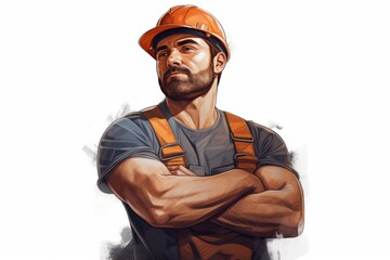 illustration of a construction worker with helmet