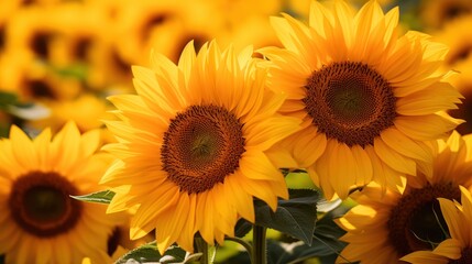 Obraz premium Background: Stunning yellow sunflowers in full bloom.