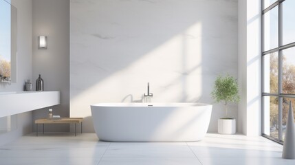 Fototapeta na wymiar Modern and elegant white bathroom Timeless modern design