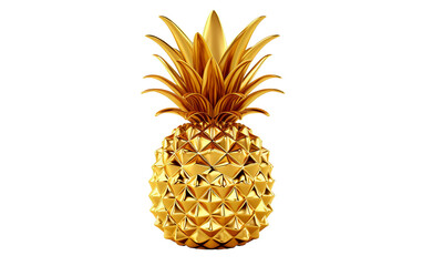 The Golden Pineapple Adorned with Spiky Splendor Isolated on Transparent Background PNG.