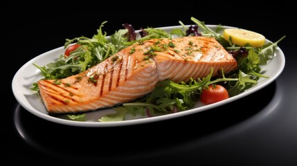 Grilled salmon steak. Generative AI