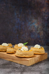 Puff pastry rolls with cream cheese. Desserts with cream cheese.