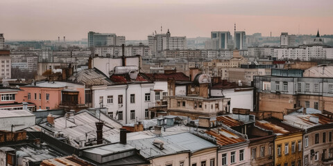 Fototapeta premium Top View Of Building Rooftops For Wallpaper Created Using Artificial Intelligence