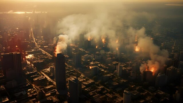 A birds eye view reveals the suffocating blanket of heat hanging over the city, bringing life to a standstill.