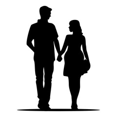 man and woman couple silhouette illustration, flat design isolated on white background, simple and modern vector. ai generative
