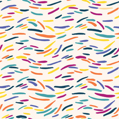 Seamless hand drawn pattern with color chaotic strokes