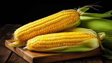 Peeled corn on table. Generative AI