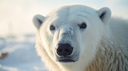 Close up of a polar bear in the arctic, generative ai