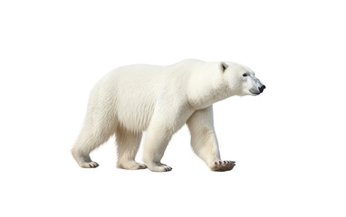 Arctic Majesty: Polar Bear Standing Tall on Icy Terrain Isolated on Transparent Background PNG.