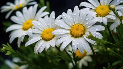 Raindrops on daisies.. Generative AI