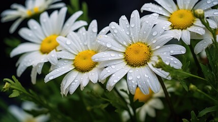 Obraz premium Raindrops on daisies.. Generative AI
