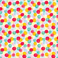 Bright seamless stylish pattern with watercolor circles