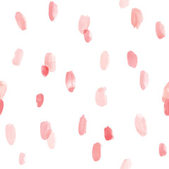 Seamless minimalistic pattern with pink watercolor brush strokes