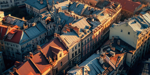 Top View Of Building Rooftops For Wallpaper Created Using Artificial Intelligence
