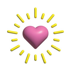 Obraz premium 3D Heart rendering with sparkles. Valentines day. Social media emoji. Pink heart emoticon. Love mood isolated on transparent.