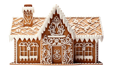 Captivating Gingerbread House Adorned with Icing Details Isolated on Transparent Background PNG.