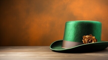Elegant Green Velvet Top-hat with Golden Sparkle for St. Patrick's Day