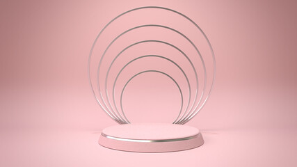 Pink podium for product presentation platform display, 3D render