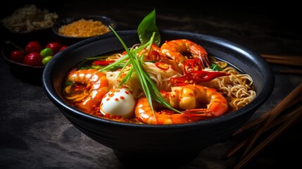 Shrimp Ramen with Coriander and Vegetables