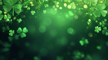 Lucky Shamrocks with Sparkling Bokeh – Festive St. Patrick's Day Background