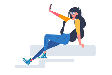 Fototapeta premium Selfie Taker on Ledge