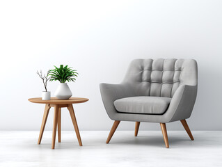 Modern armchair on white background.