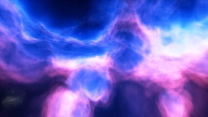 Cosmic background with a blue purple nebula and stars
