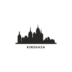 Fototapeta premium Kinshasa cityscape skyline city panorama vector flat modern logo icon. Democratic Republic of the Congo emblem idea with landmarks and building silhouettes. Isolated graphic